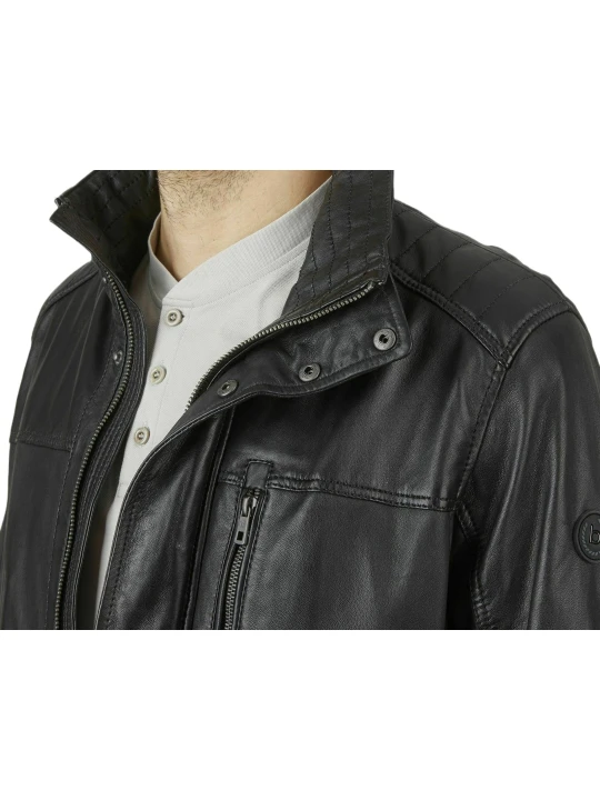 Men Classic Look Real Sheepskin Black Leather Long Coat