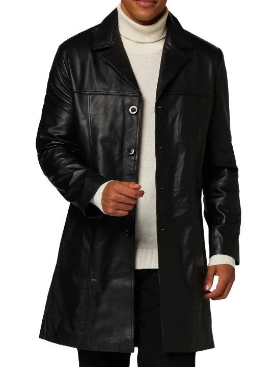 Short Black Leather Coat