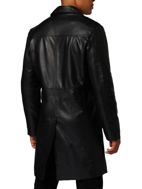 Short Black Leather Coat