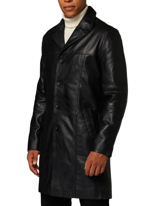 Short Black Leather Coat