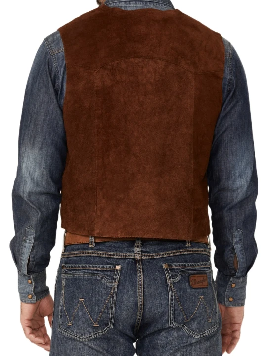Men Fashionable Style Real Lambskin Suede Leather Sleeveless Vest Coat