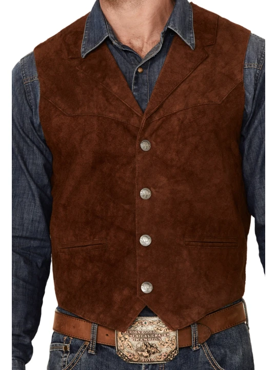 Men Fashionable Style Real Lambskin Suede Leather Sleeveless Vest Coat