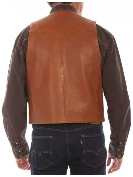 Tan Leather Vest Western Style
