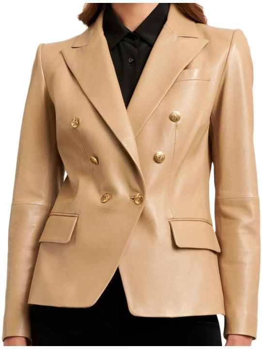 Beige Soft Leather Blazer