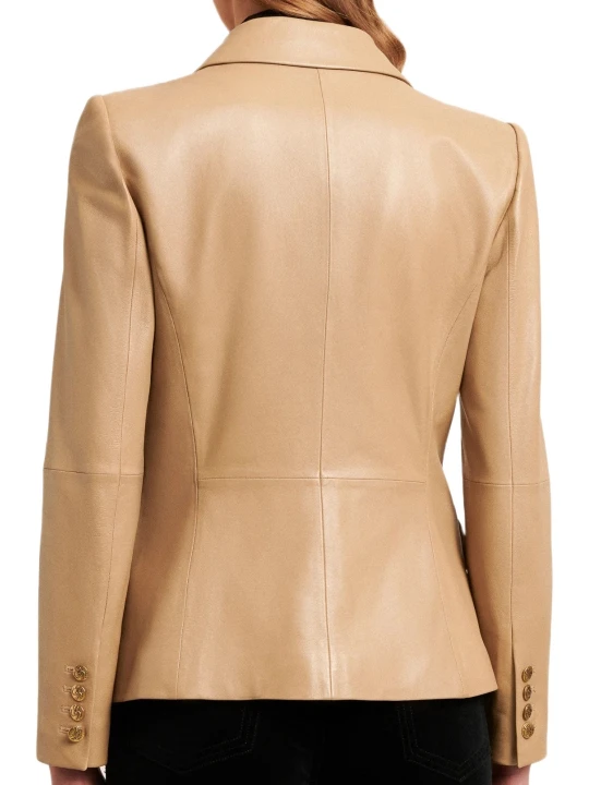 Beige Soft Leather Blazer
