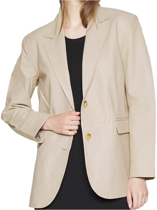 Best Beige Leather Blazer