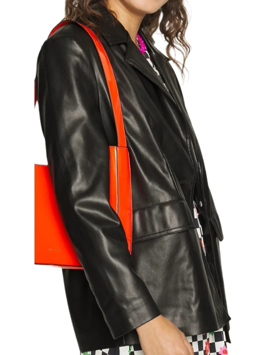 Black Leather Blazer Flap Pockets