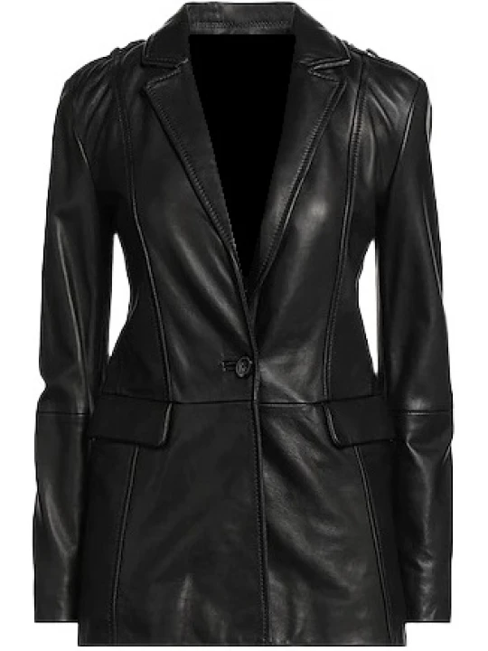 Black Leather Blazer Jacket