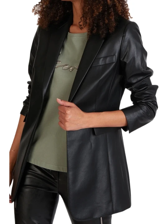 Black Long Leather Blazer