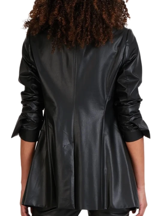 Black Long Leather Blazer