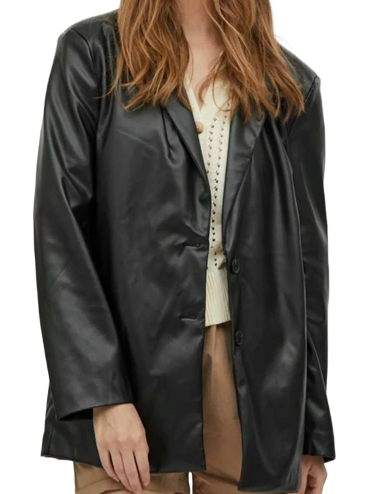 Black Leather Blazer Women