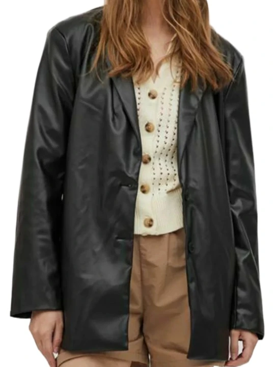 Black Leather Blazer Women