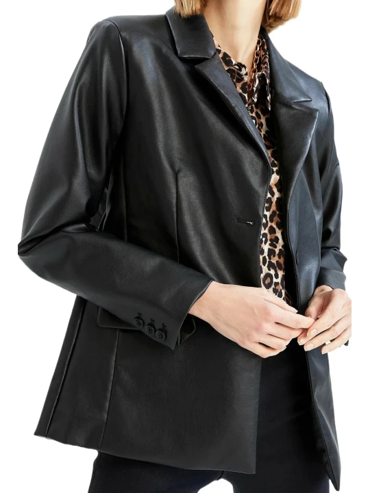 Black Real Leather Blazer