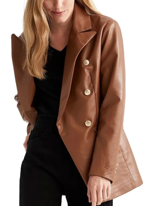 Brown Fit Real Leather Blazer Brown Fit Real Leather Blazer