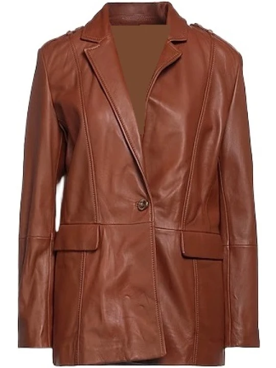 Brown Leather Blazer 