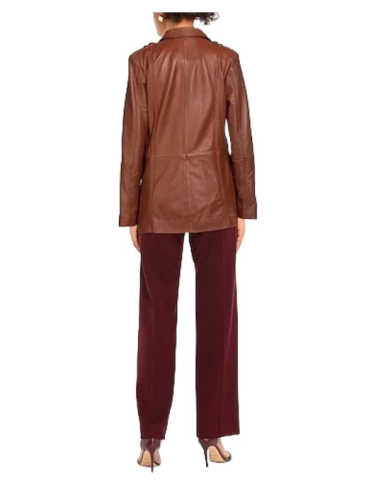 Brown Leather Blazer 