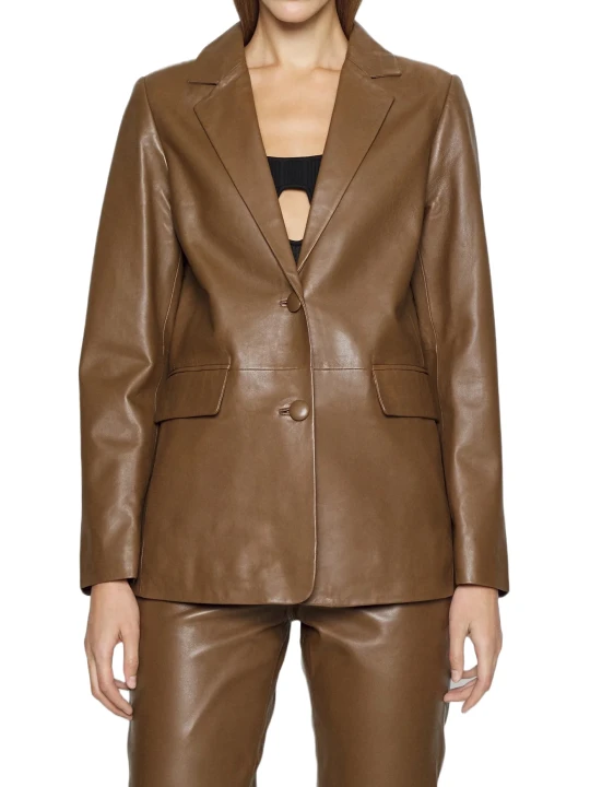 Brown Leather Blazer Ladies