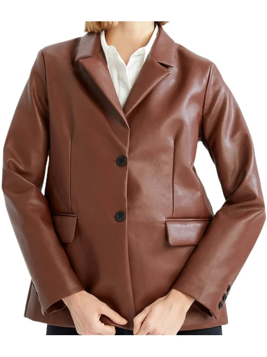 Brown Real Leather Blazer