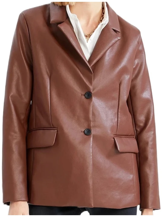 Brown Real Leather Blazer Brown Real Leather Blazer