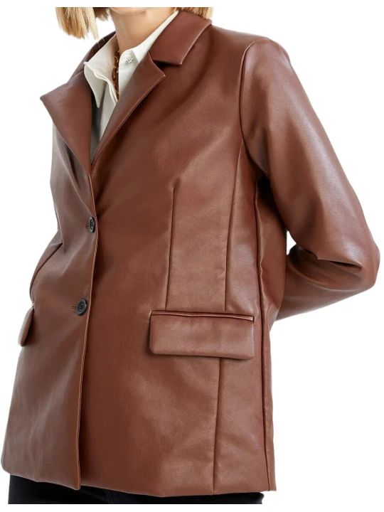 Brown Real Leather Blazer Brown Real Leather Blazer