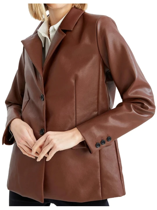 Brown Real Leather Blazer Brown Real Leather Blazer