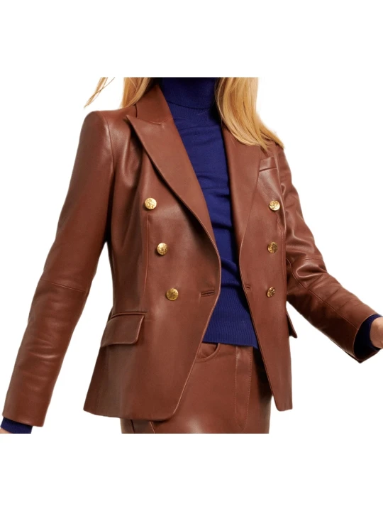 Brown Soft Leather Blazer