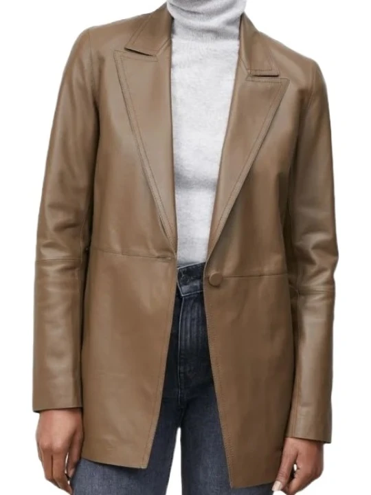 Classic Lambskin Brown Leather Blazer