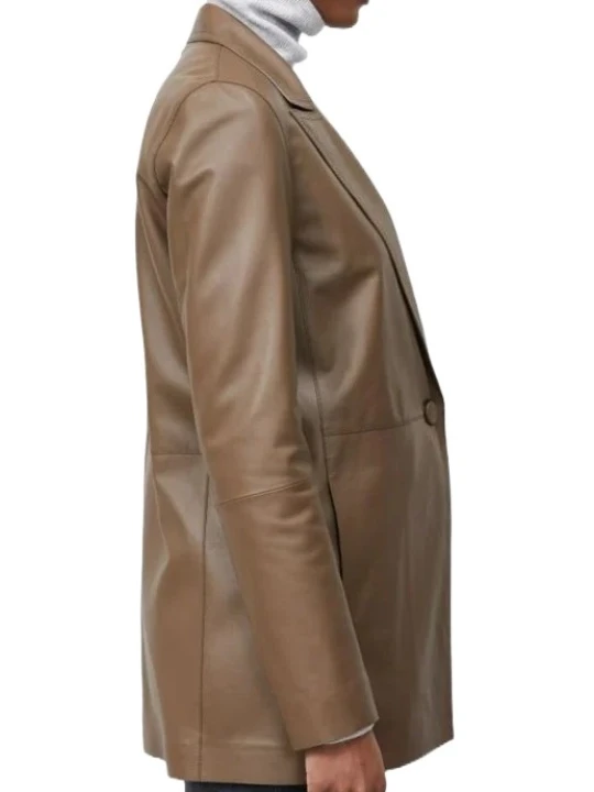 Classic Lambskin Brown Leather Blazer