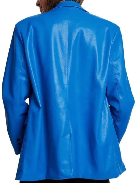 Custom Made Blue Leather Blazer