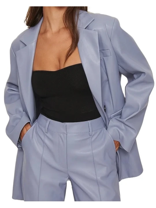 Custom Made Purple Leather Blazer