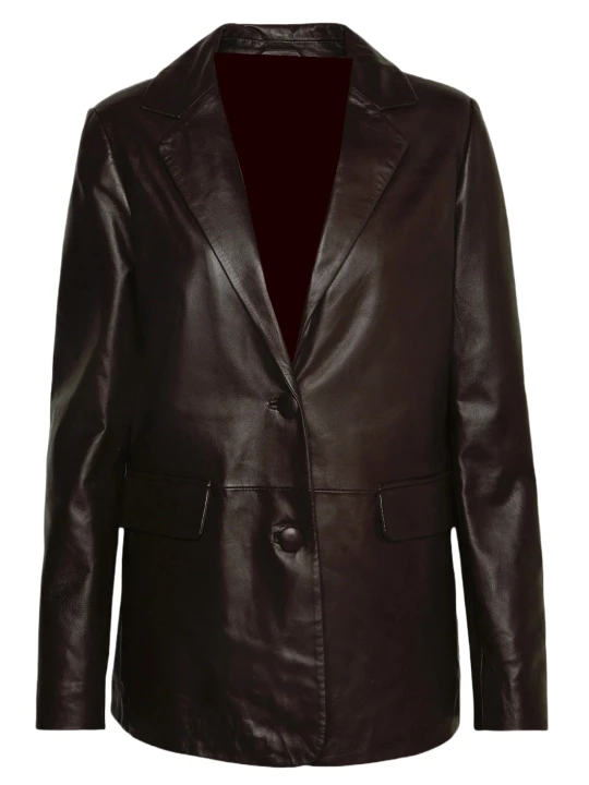 Dark Brown Leather Blazer Ladies