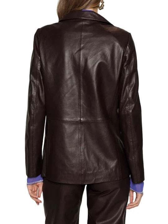 Dark Brown Leather Blazer Ladies