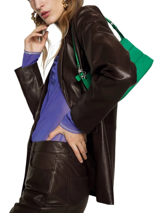 Dark Brown Leather Blazer Ladies