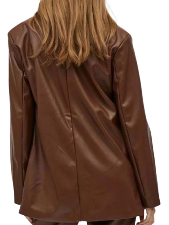 Brown Padded Leather Blazer