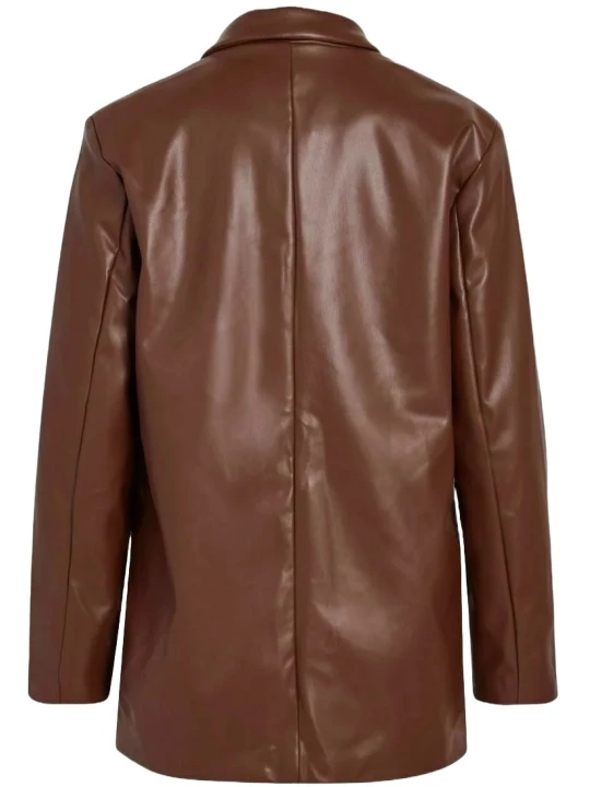 Brown Padded Leather Blazer