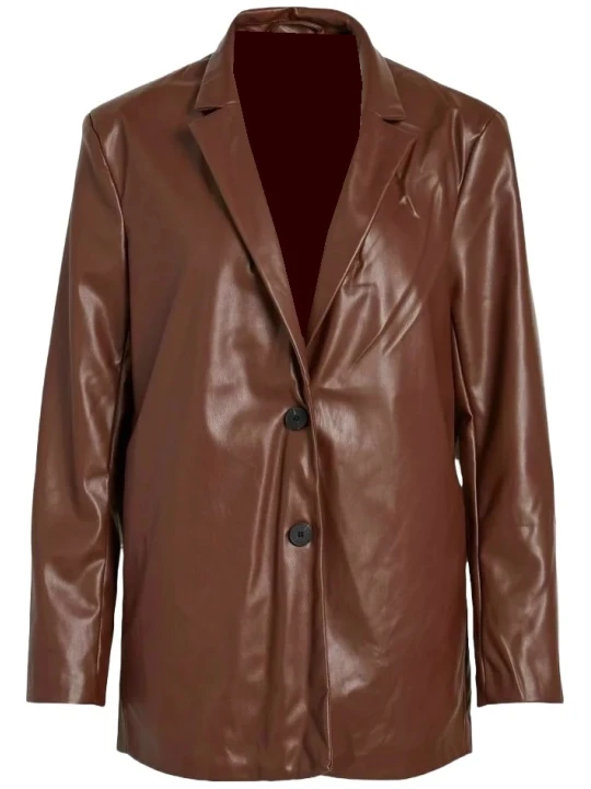Brown Padded Leather Blazer