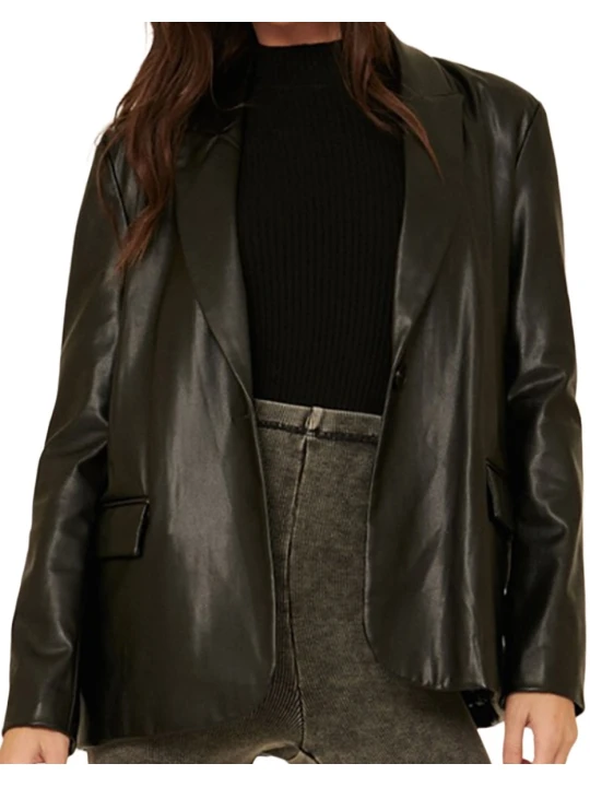 Fresh Black Leather Blazer