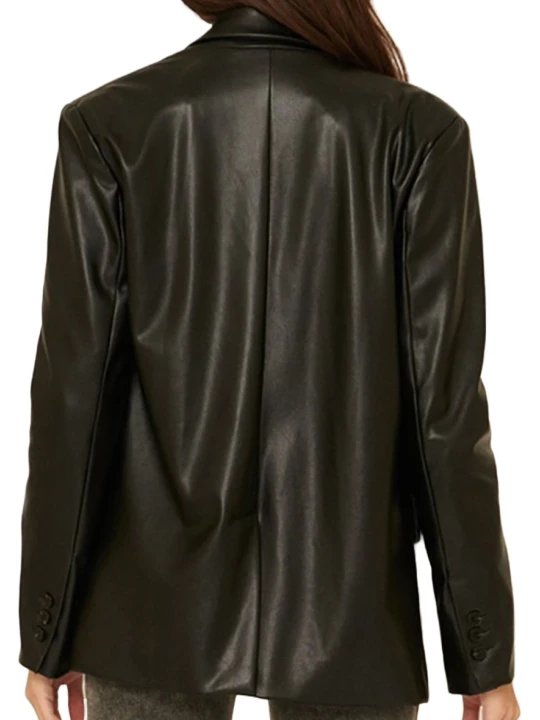 Fresh Black Leather Blazer