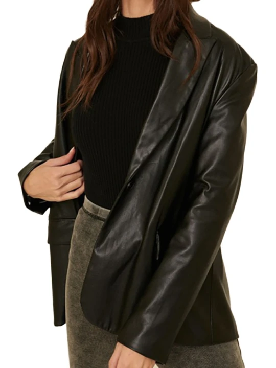 Fresh Black Leather Blazer