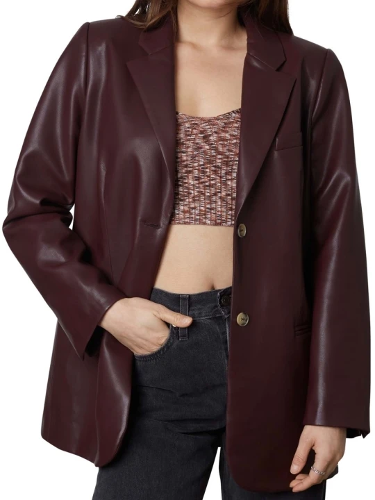 Burgundy Leather Blazer