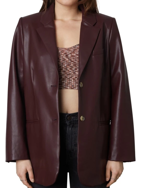 Burgundy Leather Blazer