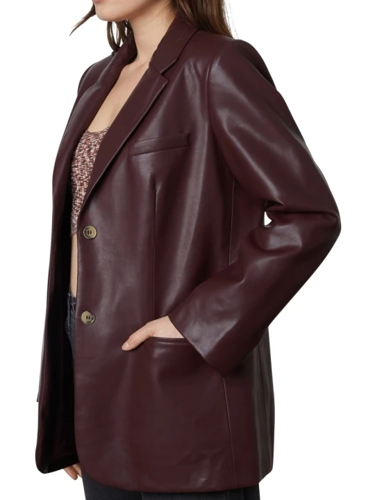 Burgundy Leather Blazer