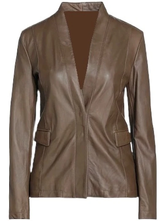 Fully Lined Brown Leather Blazer