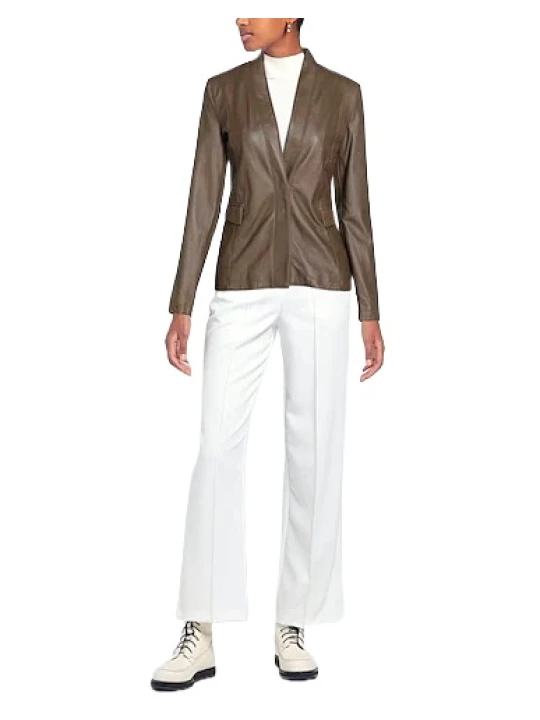 Fully Lined Brown Leather Blazer