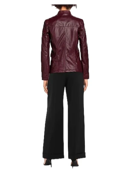 Fully Lined Burgundy Leather Blazer