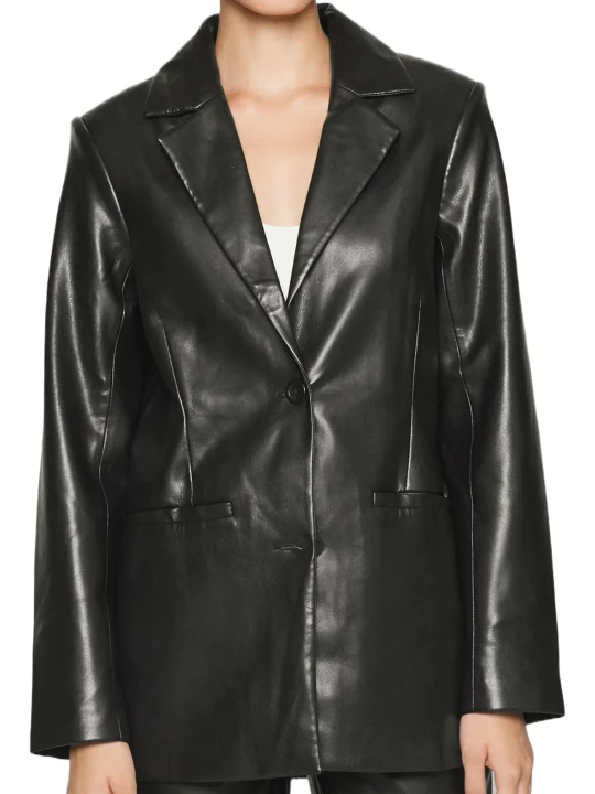 Genuine Black Leather Blazer