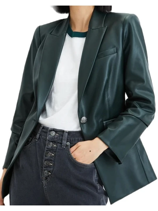Black Leather Blazer Coat