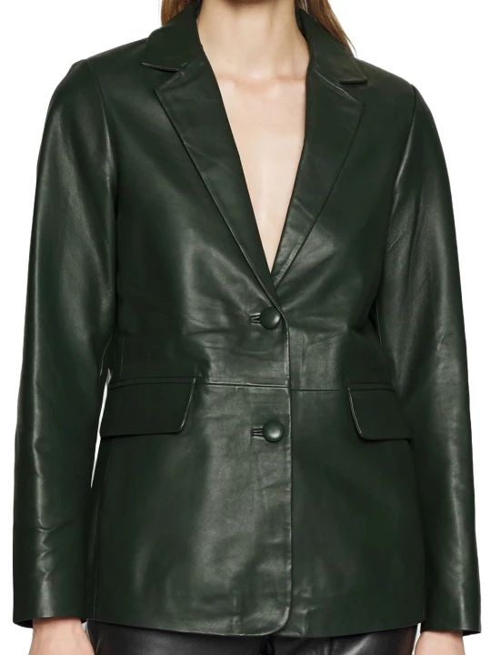 Black Lambskin Leather Blazer