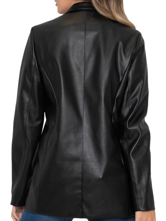 Ladies Black Leather Blazer