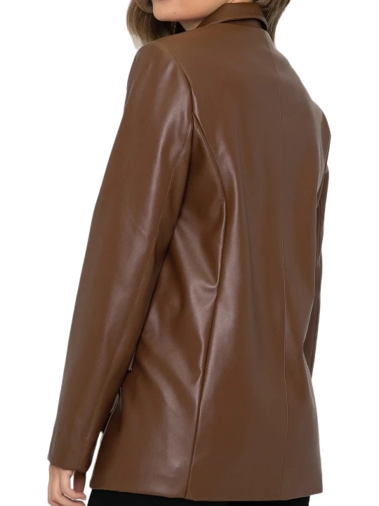 Ladies Brown Leather Blazer